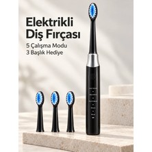Str Store Hassas ve Masaj Modlu Siyah Elektrikli Diş Fırçası USB Şarjlı 3 Başlık Hediyeli