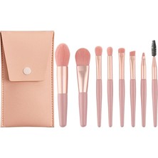 Vera Concept Store 's Makyaj Fırçası Seti, 8 Parça Seyahat Kozmetik Fırça Takımı, Pu Çantalı, Mini Boy Taşınabilir Yumuşak Fondöten Allık Göz Farı Yüz Dudak Kozmetik Ara