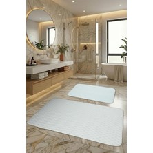 Vera Concept Store Söğüt Kaymaz Taban, Süper Emici 2'li Banyo Paspası Seti (Gri) 60X100 cm 50X60 cm