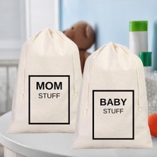 Vera Concept Store Stonehill, Çocuklar Için Yedek ve Kirli Kıyafet Torbaları, 30X40 Cm, 2'li Set, (Baby Stuff ve Mom Stuff)