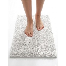 Vera Concept Store Şönil Banyo Paspası, Mikro Elyaf, Beyaz, 40X60 cm Banyo Halısı, Uzun Tüylü, Yüksek Emicilik, Makinede Yıkanabilir (Beyaz)