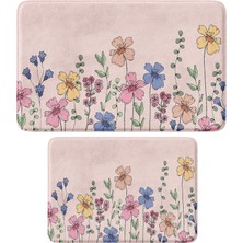 Vera Concept Store Sevimli Tasarımlı Mikrofiber 2'li Takım Banyo Paspası, Kaymaz Taban, Makinede Yıkanabilir (40X60_50X80)