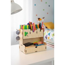 Vera Concept Store Clover 4 Gözlü Çekmeceli Masaüstü Ahşap Organizer Kalemlik- (Akçaağaç)