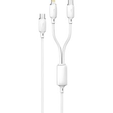 Vera Concept Store 60W+30W Pd 3in1 Type-C To Type+Lightning 1.2 M Şarj Kablosu Beyaz (GL-COMB02)