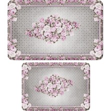 Vera Concept Store Sevimli Tasarımlı Mikrofiber 2'li Takım Banyo Paspası, Kaymaz Taban, Makinede Yıkanabilir (40X60_50X80)