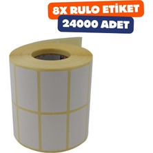 Vera Concept Store Kuşe Etiket 50MM x 30MM Ruloda 3000 Adet 8 Rulo Toplamda 24000 Adet Yan Yana 2 Li 40MM Kuka Çapında Barkod Yazıcı Etiketi