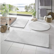 Vera Concept Store Rachel Carpet 3'lü Banyo Halısı Peluş Post Halı Klozet Takımı Beyaz 50X90/50X60/50X50 (Yuvarlak)