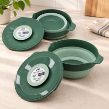 Royaleks Katlanabilir Kapaklı Silikon Plastik Mikser Kabı Yeşil