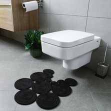 Vera Concept Store Bohem Tarz Jüt Klozet Önü Paspası - Doğal Jüt, Yıkanabilir ve Dayanıklı Halı, Şık ve Dekoratif Banyo Matı (Siyah)