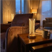 Vera Concept Store Iki Yandan Kavisli Silindirik Çizgi Model Kristal LED Masa Lambası – Dokunmatik