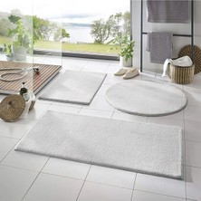 Vera Concept Store Yıkanabilir Kaymaz Taban Post Peluş Banyo Paspası Üçlü Takım Beyaz 60 x 40