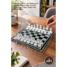 Yenilig 2 Adet Satranç Takımı – 25 cm Boyutlu Masaüstü Oyun Seti, Satranç Tahtası ve Taşlar, Chess Set