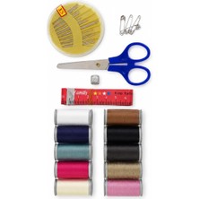Vera Concept Store Temel Dikiş Seti, 10 Renkli Iplik Makarası, Makas, Iğne ve Mezura Içeren Mini Set