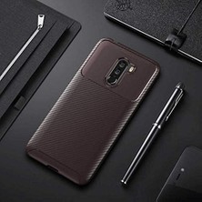Vera Concept Store Xiaomi Pocophone F1 ile Uyumlu Kılıf Kahverengi Karbon Silikon Orijinal Esnek Ince Geliştirilmiş Dayanıklı Darbe Karşıtı Koruyucu Yeni Nesil Tasarım (