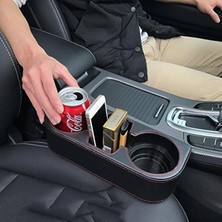 Vera Concept Store Bozuk Para Yan Cep Konsol Yan Cep Deri Kapak Araba Bardak Tutucu Otomatik Ön Koltuk Düzenleyici Cep Telefonu Tutucu (Siyah)