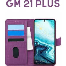 Vera Concept Store Upeka Kılıf Kumaş Desenli Cüzdanlı Standlı Kapaklı Kılıf Mor Geeneral Mobile Gm 21 Plus ile Uyumlu