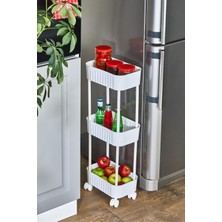 Vera Concept Store Çok Amaçlı 3 Katlı Evye Altı Düzenleyici-Dolap Içi Tezgah Altı Tekerlekli Organizer, Beyaz