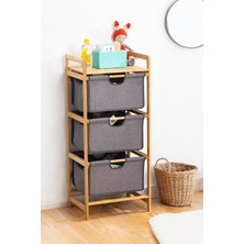 Vera Concept Store 2059 3 Katlı Çekmeceli Dolap Ahşap Bambu Ayaklı Organizer Oyuncak Sepeti Banyo Mutfak Düzenleyicisi Sarı