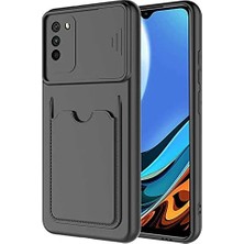 Vera Concept Store Xiaomi Poco M3 ile Uyumlu Silikon Kılıf Mat Renkli Kart Bölmeli Cüzdanlı Kamera Lens Korumalı Kapak Kartix Siyah