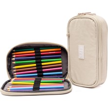 Vera Concept Store Krinkıl Kumaş Su Geçirmez Organizer Kalem Bölmeli Kalemlik Kalem Kutusu 01110 (Açık Bej)