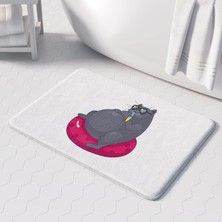 Vera Concept Store Sevimli Tasarımlı Mikrofiber Banyo Paspası, Kaymaz Taban, Makinede Yıkanabilir (50X80)