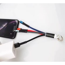 Vera Concept Store 3 Başlıklı Kısa Işıklı Şarj Data Kablosu Powerbank Kablosu 3 Uclu Anahtarlıklı Tüm Telefonlara Uyumlu
