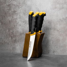 Vera Concept Store Usta Serisi: Ahşap Standlı (Takozlu) Profesyonel Et & Mutfak Bıçağı Serisi - 5'li Bıçak Seti