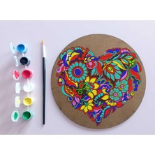 Vera Concept Store Ahşap Mandala 20X20 cm Daire Mdf Üzerine Uv Baskı Modeller- Kalp Desenli Mandala Set Boyama