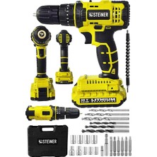 Vera Concept Store 58 V 5 Ah Darbeli Lityum Çift Akülü Sjs Metal Şanzıman Şarjlı Vidalama Matkap 24 Pcs Set
