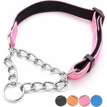Vera Concept Store Martingale Köpek Tasması Geniş 2,5 cm (2,5 Cm) Reflektif Naylon Paslanmaz Çelik Zincirli Köpek Tasması Rahat Yumuşak Dolgulu Ayarlanabilir Eğitim Evci