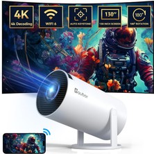 Vera Concept Store Mini Projektör, Destek 1080P Akıllı Taşınabilir Projektör 5g Wifi ve Bluetooth, 10000 Lümen, Otomatik Keystone Düzeltme, Premium 360 Ses, 40 -130 Ekra