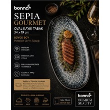 Vera Concept Store Sepia Gourmet Oval Kayık Tabak 34X19 cm – Büyük Boy Porselen Servis Tabağı | Kaliteli Porselen Malzeme