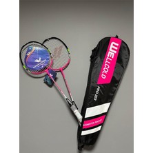 Vera Concept Store PRO203 Badminton Profesyonel Raket Seti, Çiftli, Çantalı, Siyah-Pembe