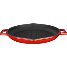 Vera Concept Store Döküm Yuvarlak Kızartma Tavası, Metal Kulplu, 30 Cm, Kırmızı