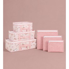 Vera Concept Store Baby Lüks 6'li Bavul Organizer Seyahat, Hastane Çantası (Pembe)