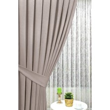 Vera Concept Store Pileli Fon Perde Kadife Dokulu, Yumuşak, Mat Fon Perde, Sık Pile (1/3), Tek Kanat,taş Rengi 50 x 250