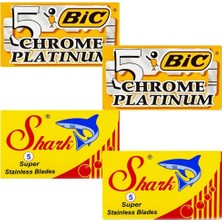Vera Concept Store 2 Adet 5'li Kutu Bic Chrome ve 2 Adet 5'li Kutu Shark Stainless Tıraş Bıçağı Seti, Toplam 20 Adet Yaprak Jilet