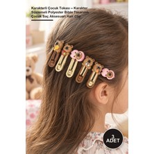 Yenilig 3 Adet Karakterli Çocuk Tokası – Karakter Süslemeli Polyester Biblo Tasarımlı Çocuk Saç Aksesuarı Hair Clip