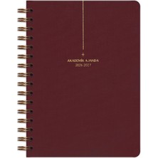 Vera Concept Store 2026-2027 A5 Keten Akademik Ajanda Spiralli 15X21 cm - 17 Aylık Bordo