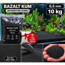 Stone Vera Bazalt Akvaryum Kumu 0,5 mm – 10 kg | 1 kg Kuvars Hediye | Ince Taneli Siyah Doğal Bazalt Kum