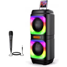 Vera Concept Store Extra Bass Bluetooth Hoparlör Speaker Karaoke Mikrofonlu 10W 2X4INÇ Subwoofer Rgb Işıklı 1500MAH Tws