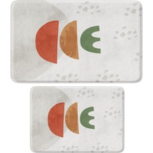 Vera Concept Store Sevimli Tasarımlı Mikrofiber 2'li Takım Banyo Paspası, Kaymaz Taban, Makinede Yıkanabilir (40X60_50X80)