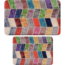 Vera Concept Store Sevimli Tasarımlı Mikrofiber 2'li Takım Banyo Paspası, Kaymaz Taban, Makinede Yıkanabilir (40X60_50X80)