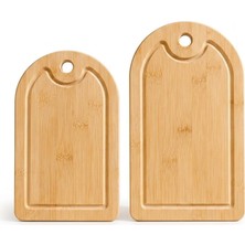 Vera Concept Store Bambu 2'li Kesim Panosu Seti, 16X26 cm ve 20X30 cm Doğal Bambu Kesim Tahtası, Oluklu Kenarlı Askı Delikli Mutfak Doğrama Sunum Peynir Ekmek Sebze Meyv
