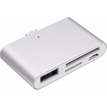Vera Concept Store USB Type-C 3.1 Çok Fonksiyonlu Hub Adaptör, Sd ve Microsd Tf Kart Okuyucu, Usb-A Port, Gümüş Alüminyum