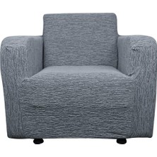 Vera Concept Store Jakarlı Düz Desen Tekli Koltuk Örtüsü Koltuk Kılıfı Streç Lastikli Esnek Gri 80 x 130