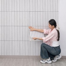Vera Concept Store Kendinden Yapışkanlı Ahşap Duvar Çıtası Desenli Duvar Paneli 30X60CM (1, Beyaz)