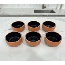 Vera Concept Store El Yapımı Yoğurt Kasesi, 6'li Set, Siyah Sırlı, Toprak Malzeme, Dekoratif Sunumluk