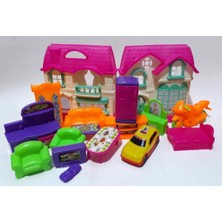 Vera Concept Store 16 Parça Oyuncak Ev ve Tam Takım Mobilya Seti 18X18CM Ebatında Ev Arabası Motoru Oturma Takımı ile