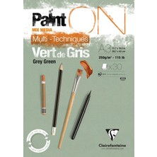 Vera Concept Store Clairefontaine 975706C - 30 Yaprak Resim Kağıdı ile Yapıştırılmış Resim Defteri Painton 29,7 x 42 cm 250 G, Yeşil Gri